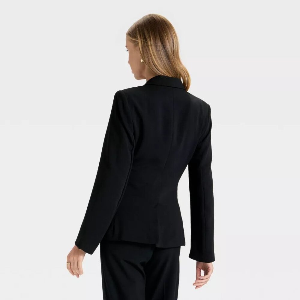 A New Day Signature Crepe Single Breasted Fitted Black Blazer Jacket - XS 0/2 - Picture 2 of 5